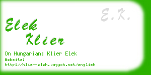 elek klier business card